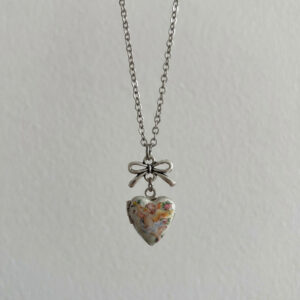 Steel color love bow necklace (single)