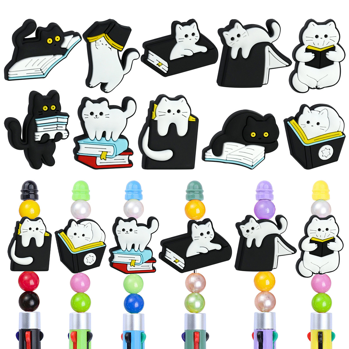 Wholesale Random Creative Cartoon Black Cat Shape Pvc Soft Glue Beads