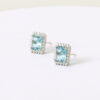 Wholesale Shallow Sea Blue Rectangular S925 Sterling Silver Stud Earrings