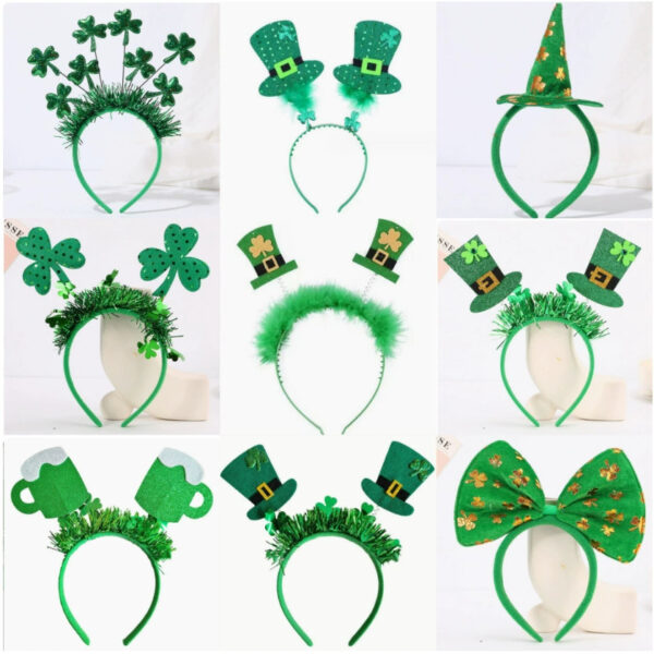 Wholesale St. Patrick's Day Green Clover Hat Headband