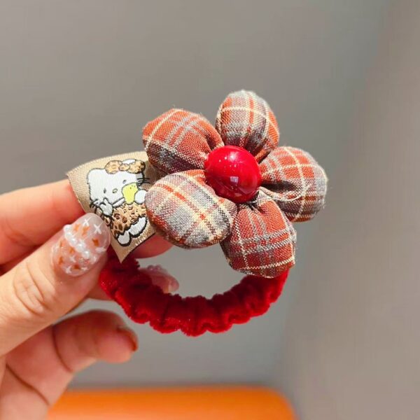 Wholesale Red checkered flower elastic cute headband