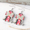 Wholesale Polka Dot Bow Painted Cross Pendant Earrings Wooden Double-Sided Earrings