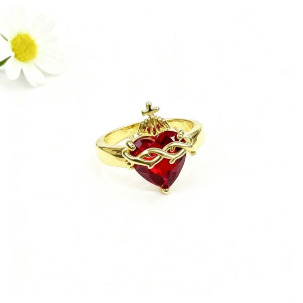 Wholesale Red Crown Heart Zircon Open Charm Ring