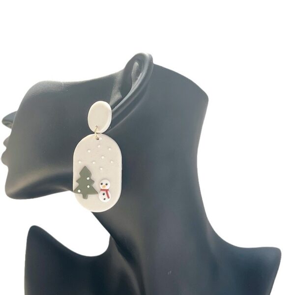 Wholesale Snowman Wreath Cartoon Cute Soft Ceramic Earrings