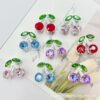 Wholesale Double-sided three-dimensional alloy cherry-shaped rhinestone 3D Crystal Beads