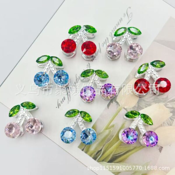 Wholesale Double-sided three-dimensional alloy cherry-shaped rhinestone 3D Crystal Beads