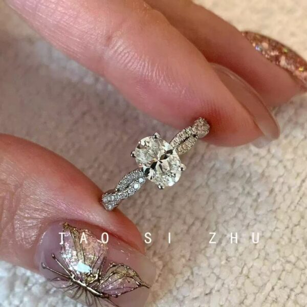 Wholesale Double layered micro inlaid zircon spiral opening ring