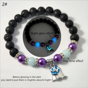 2# purple beads blue light