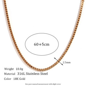 2.5mm box chain-gold necklace -60cm +5cm