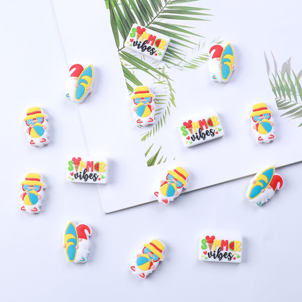 Wholesale 20pcs Summer Theme Gnome Cartoon Alphabet Silicone Beads