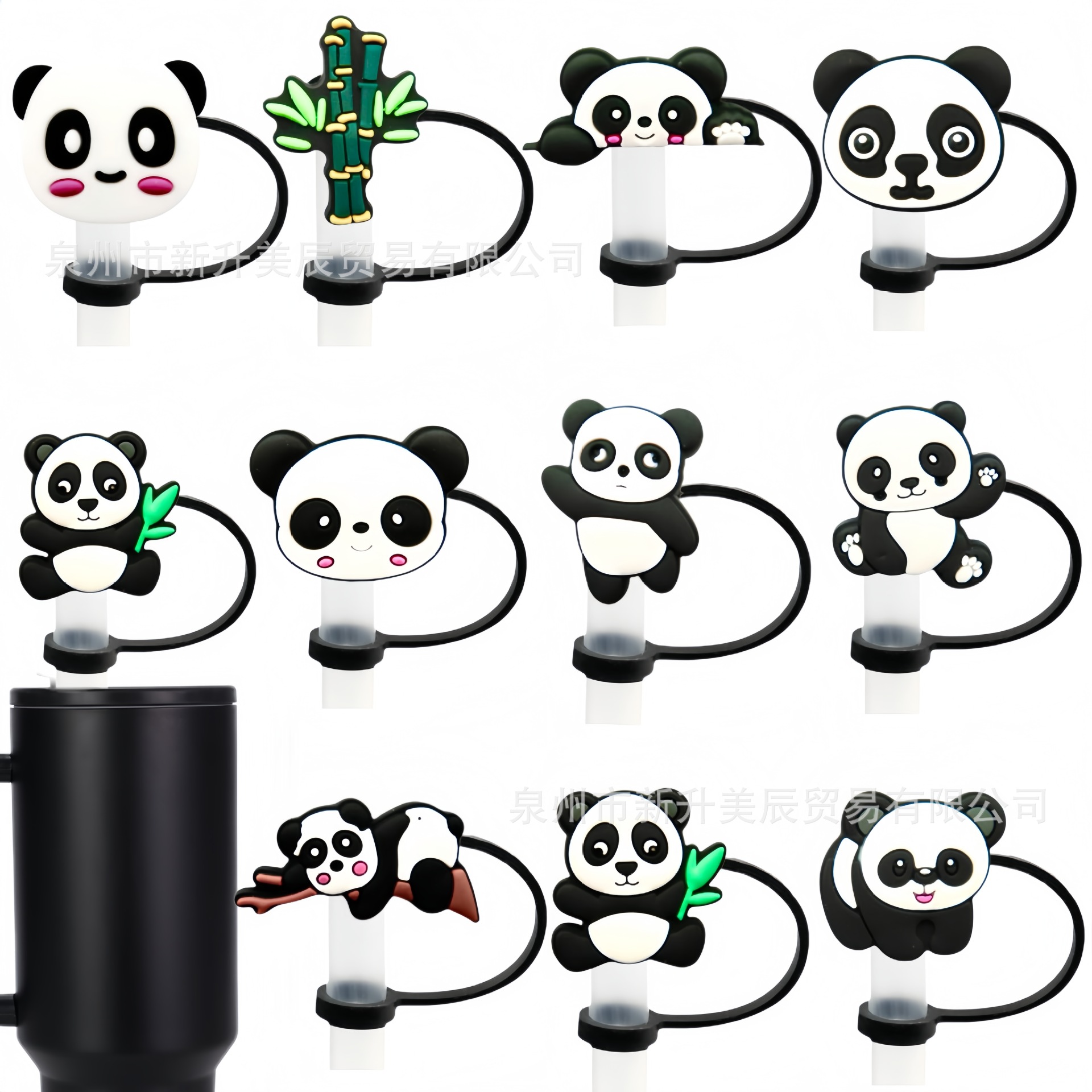 Wholesale Cute Panda Straw Tube Cap
