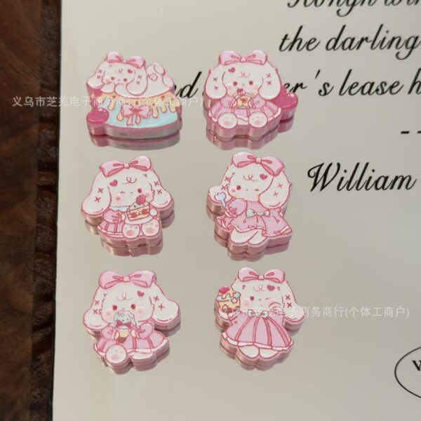 Wholesale 10pcs embossed pink cake cartoon dog acrylic beads