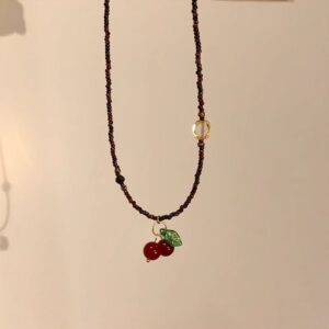 16#Necklace-1 piece-red cherry necklace d1204