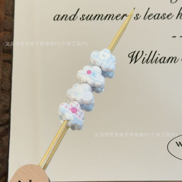 Wholesale 10pcs embossed blue strawberry cloud acrylic beads