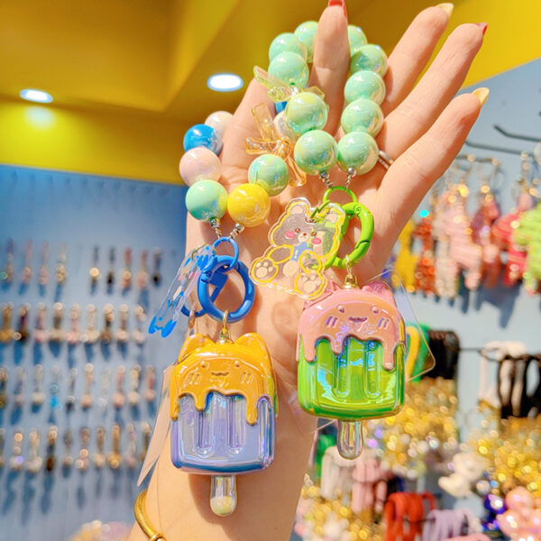 Wholesale Electroplated cartoon jelly ice cream keychain