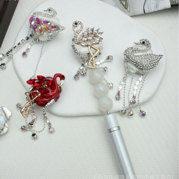 Wholesale Crystal Flamingo and Little Swan Inlaid Alloy Beads