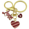 Wholesale Valentine's Day Oil Dripping Red Sprinkled Gold Love Heart Keychain