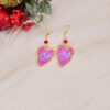 Wholesale Leopard print Love letter peach heart Valentine's Day earrings