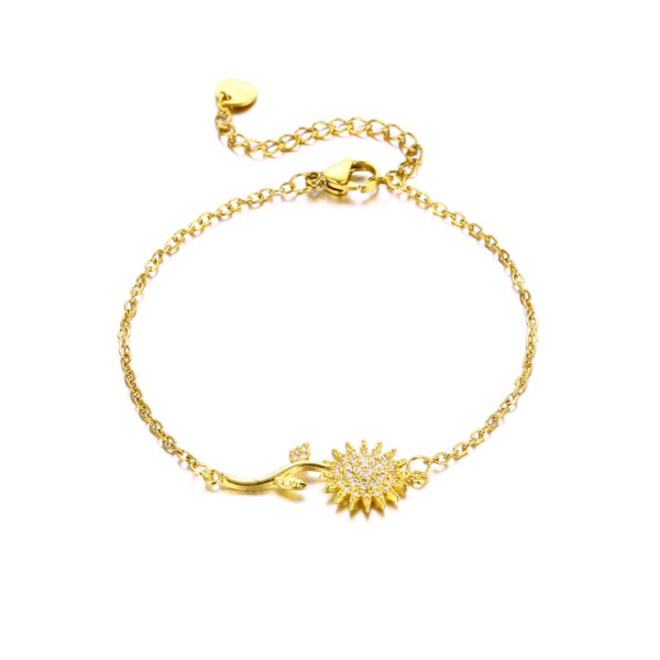 Wholesale Stainless steel inlaid zircon sunflower bracelet