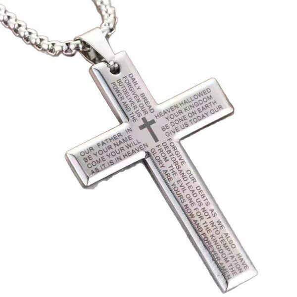 O1CN01H32KaW1hW7qyQoEm3_2221274484284-0-cib Wholesale Cross Scripture Titanium Steel Cross Necklace