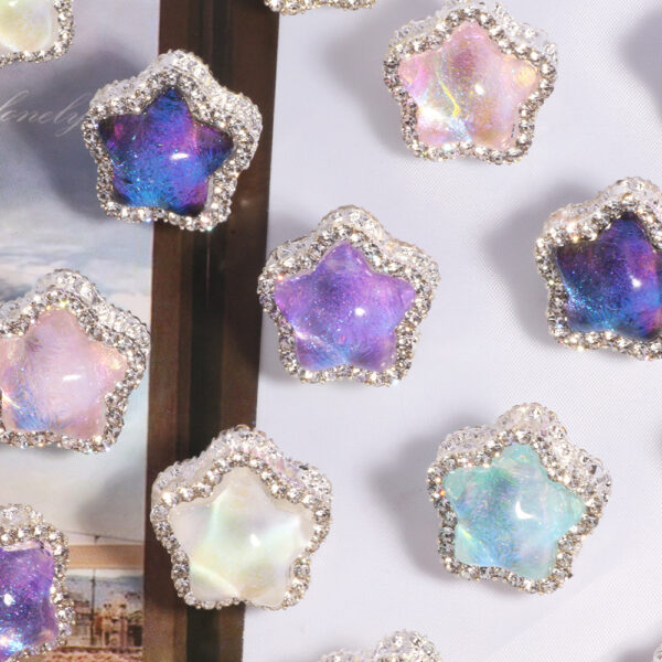 Wholesale 6pcs Stereoscopic flowing light pentagram four-way hole bead