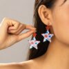 O1CN01H7QaCf1RB1l6cJD9h_2216398732072-0-cib Wholesale American Independence Day Series Earrings Red White Blue Pentagram Earrings American National Day Earrings