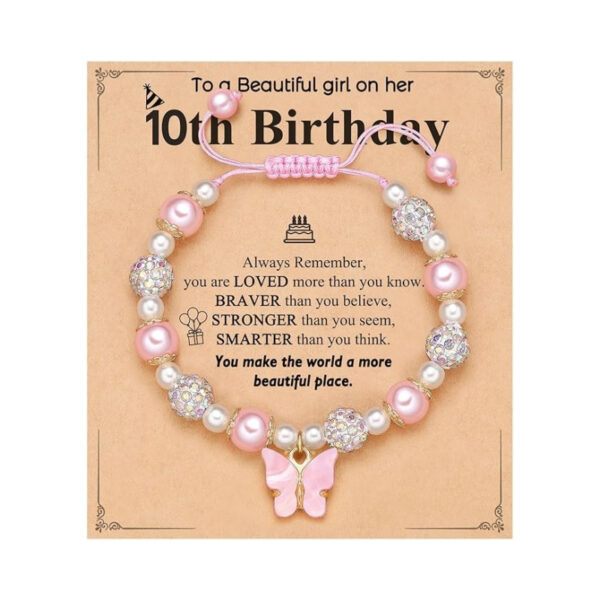 Wholesale Pink Pearl Bala Bead Butterfly Adjustable Weaving Bracelet