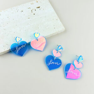 Wholesale Valentine's Day Colorful Spliced Love Letter Acrylic Earrings
