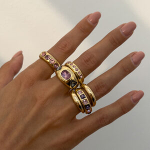 Wholesale Color Gem Inlay Ring suit Metallic Glazed Ring