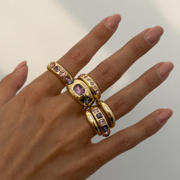 Wholesale Color Gem Inlay Ring suit Metallic Glazed Ring