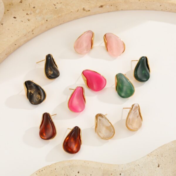 Wholesale Amber metal patchwork earrings