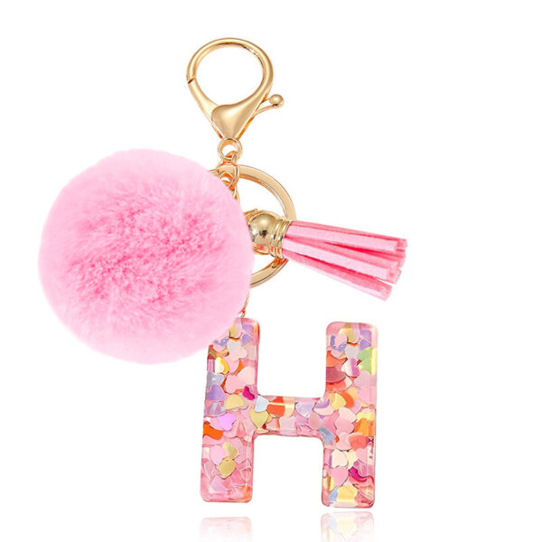 Wholesale Hairball English 26 letter pink keychain