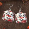 Wholesale Valentine's Day Red and White Kitten Acrylic Earrings