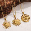 Wholesale Gold Retro Sun Ray Pendant Necklace
