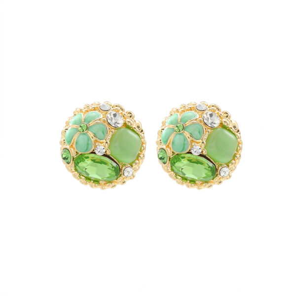 Wholesale Colorful circular sparkling rhinestone flower earrings