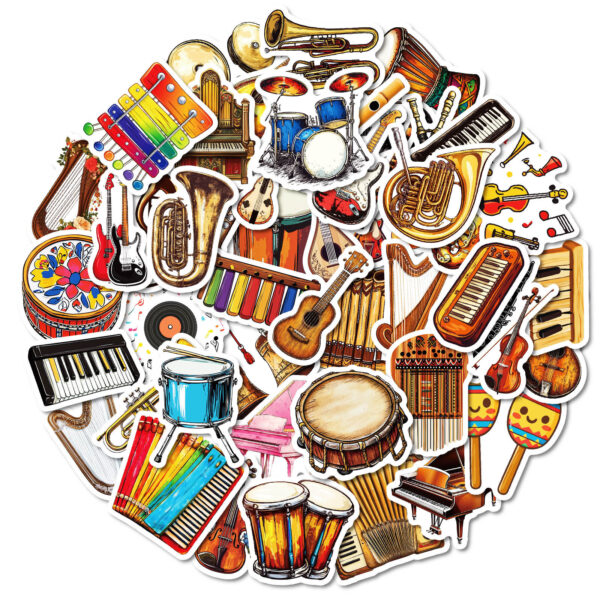 Wholesale 50pcs Musician Series Musical Instrument Mix-and-Match Graffiti Stickers