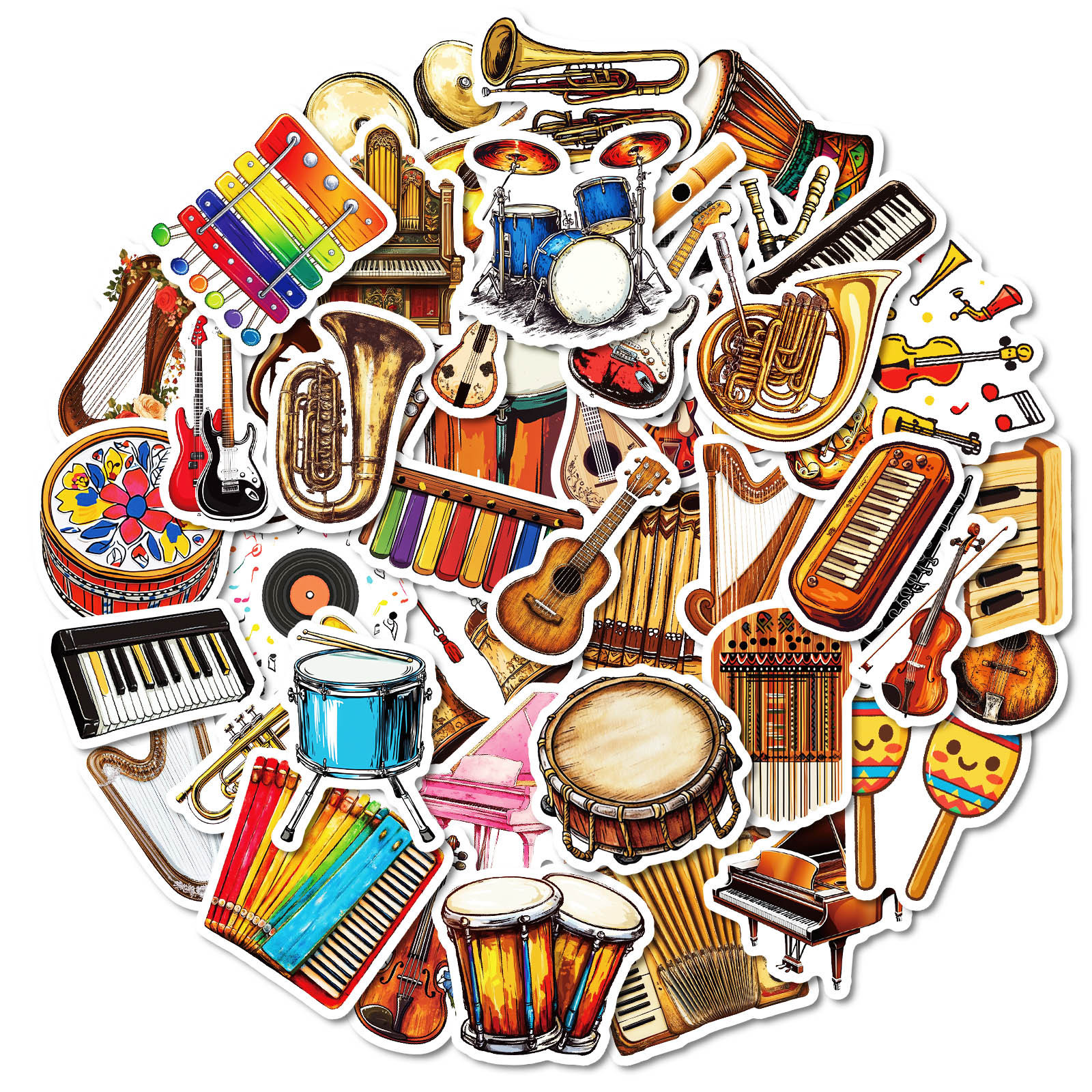 Wholesale Musician Series Musical Instrument Mix-and-Match Graiti Stickers