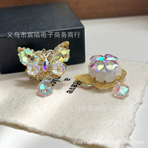 Wholesale 20pcs Super Flash Butterfly Sliding Through Hole Ceramic Mud Beads DIY Beaded