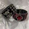 Wholesale Cross punk rhinestone leather willow nail bracelet