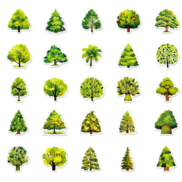 O1CN01HFtvYM1MMPQe5F8Px_2213367401420-0-cib Wholesale 50 Cute Cartoon Green Trees Graffiti Stickers