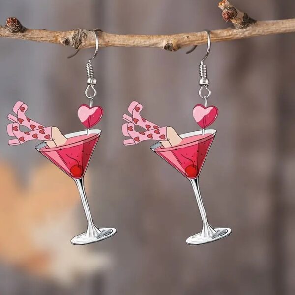Wholesale Valentine's Day red wine glass acrylic earrings