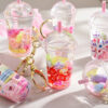 Wholesale Acrylic flowing sand bottle milk tea cup keychain