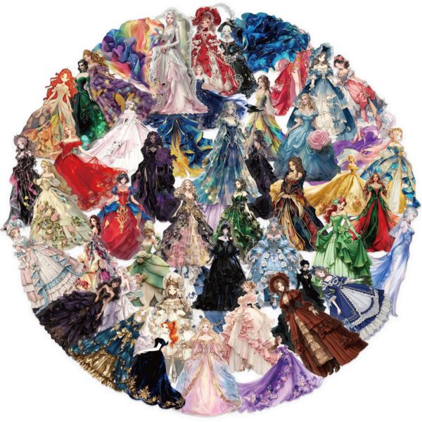 O1CN01HMZ2qo1jtbOa1VYfY_2204108134606-0-cib Wholesale 50pcs Transparent Cartoon Beautiful Girl Waterproof Vinyl Stickers