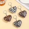 Wholesale PU Leopard Print Cotton-Filled Heart Keychain Pendant
