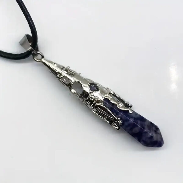 Wholesale Natural amethyst pink crystal pendant hexagonal pillar necklace