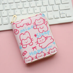 Short zipper wallet, sleep cat