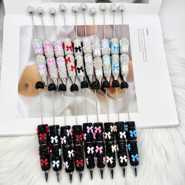 Wholesale 2pcs DIY Bow Full Rhinestone Beaded Pen Valentine's Day Gift Pen