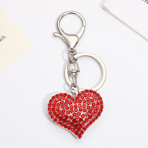 Wholesale Pink and Red Full Diamond Peach Heart Metal Keychain