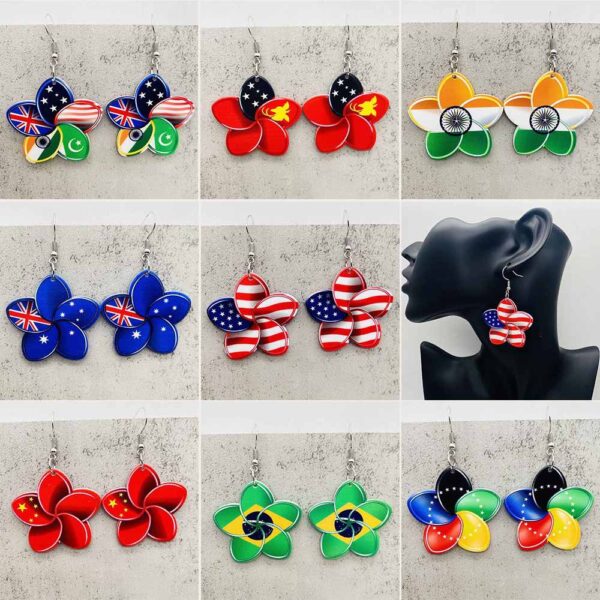 Wholesale Independence Day Colorful Flower Sports Festival Earrings