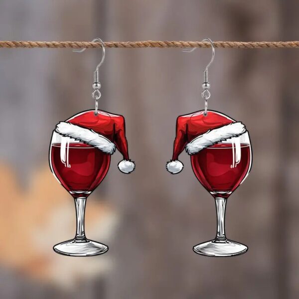 Wholesale Valentine's Day red wine glass acrylic earrings